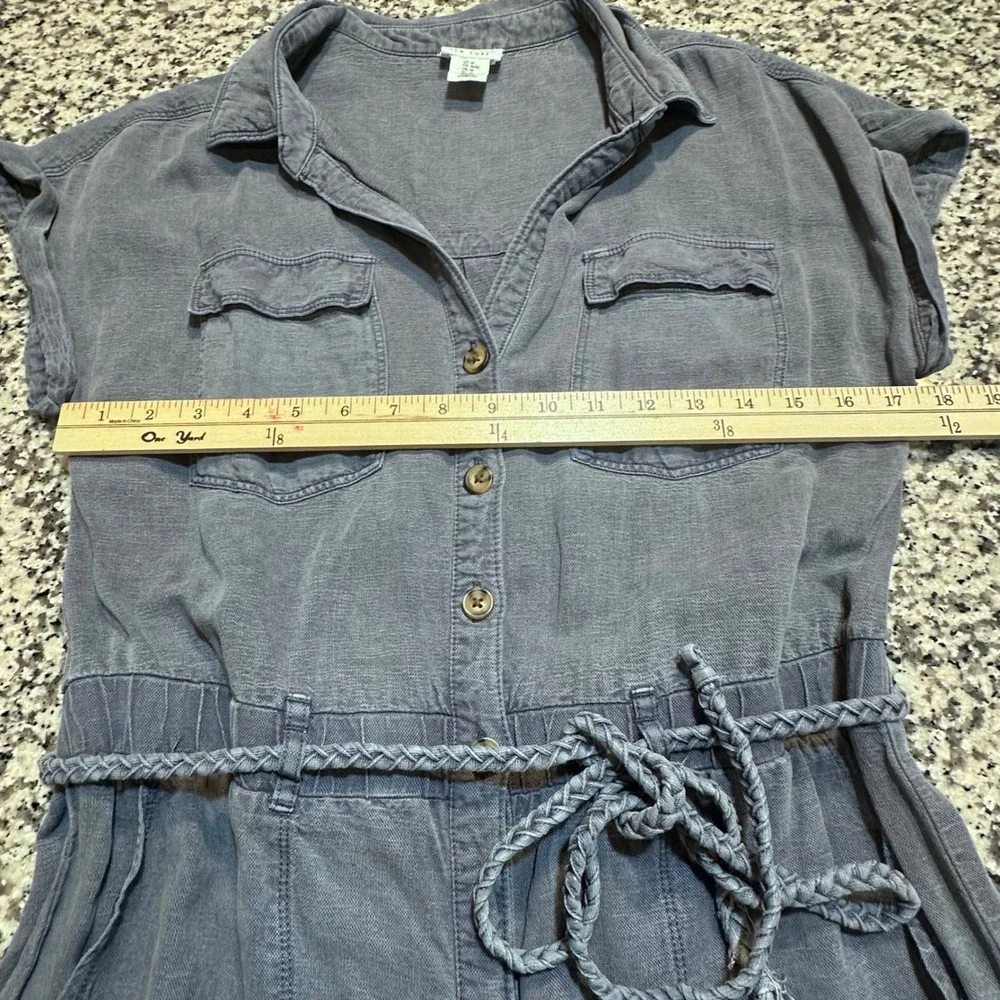 Nicole Miller New York Utility Romper Short Sleeve Belted Gray Women's M - Picture 5 of 9